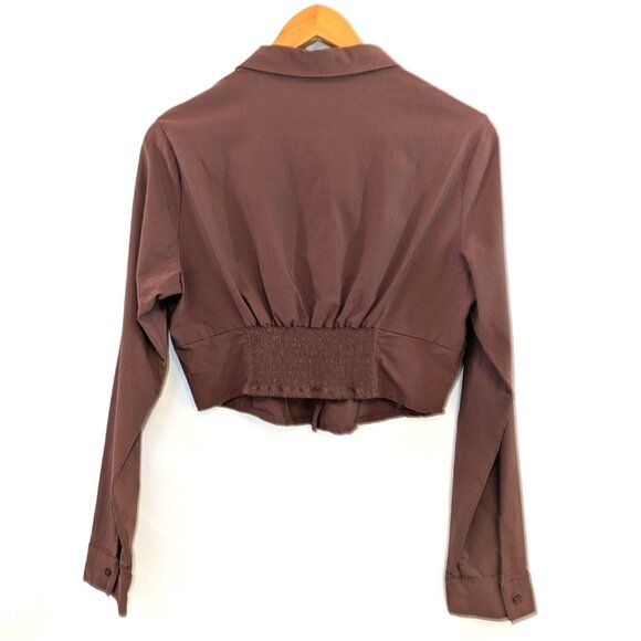 NWOT Love Tree | Chocolate Brown Button Down Corset Crop Top | Size Large - Picture 5 of 11